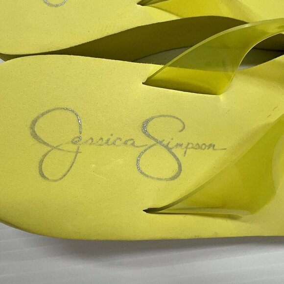 Jessica Simpson Meriana Wedge Flip Flop Thong Sandals Size 6M Yellow Slip On - Picture 8 of 9